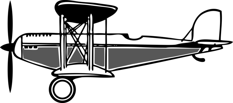 Airplane Fixed-wing Aircraft Biplane Drawing - Biplane Clipart (769x340)