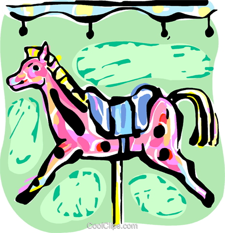 Merry Go Round Horse Royalty Free Vector Clip Art Illustration - Merry Go Round Horse Royalty Free Vector Clip Art Illustration (464x480)