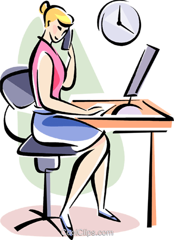 Girls Talking Clipart - Talking On The Phone At Work Clipart (348x480)