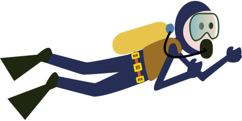 Round Table Discussion Clipart - Scuba Diver Cartoon (500x250)