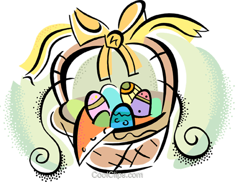 Easter Basket With Eggs Royalty Free Vector Clip Art - Easter Basket With Eggs Royalty Free Vector Clip Art (480x373)
