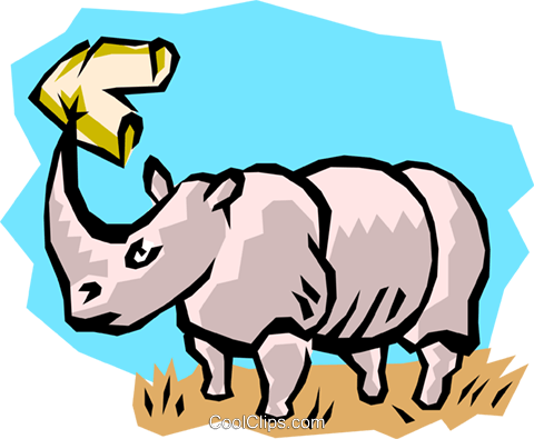 Rhinoceros Royalty Free Vector Clip Art Illustration - Rhinoceros Royalty Free Vector Clip Art Illustration (480x395)