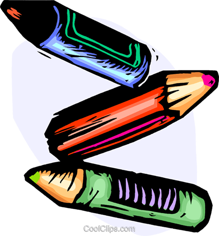 Three Crayons Royalty Free Vector Clip Art Illustration - Arts And Crafts Clip Art (444x480)