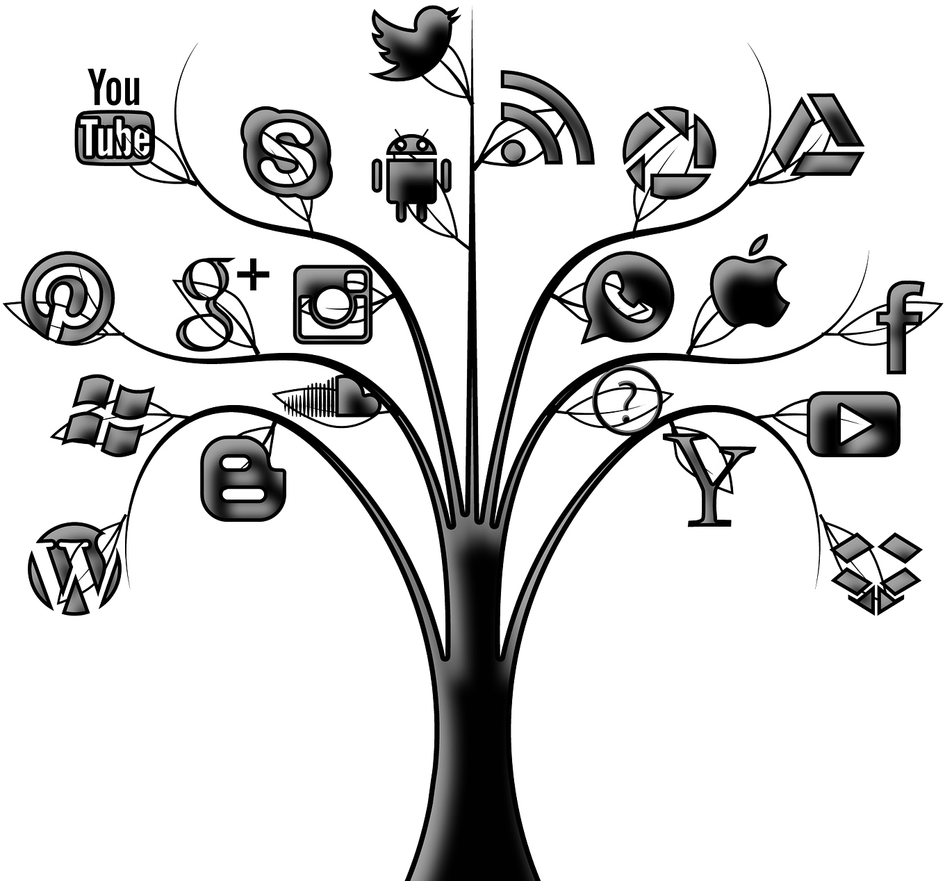 Social Media Marketing - Social Media Images Black And White (1360x1268)