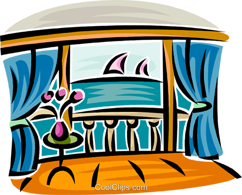 Ocean View From A Balcony Royalty Free Vector Clip - Clip Art (480x387)