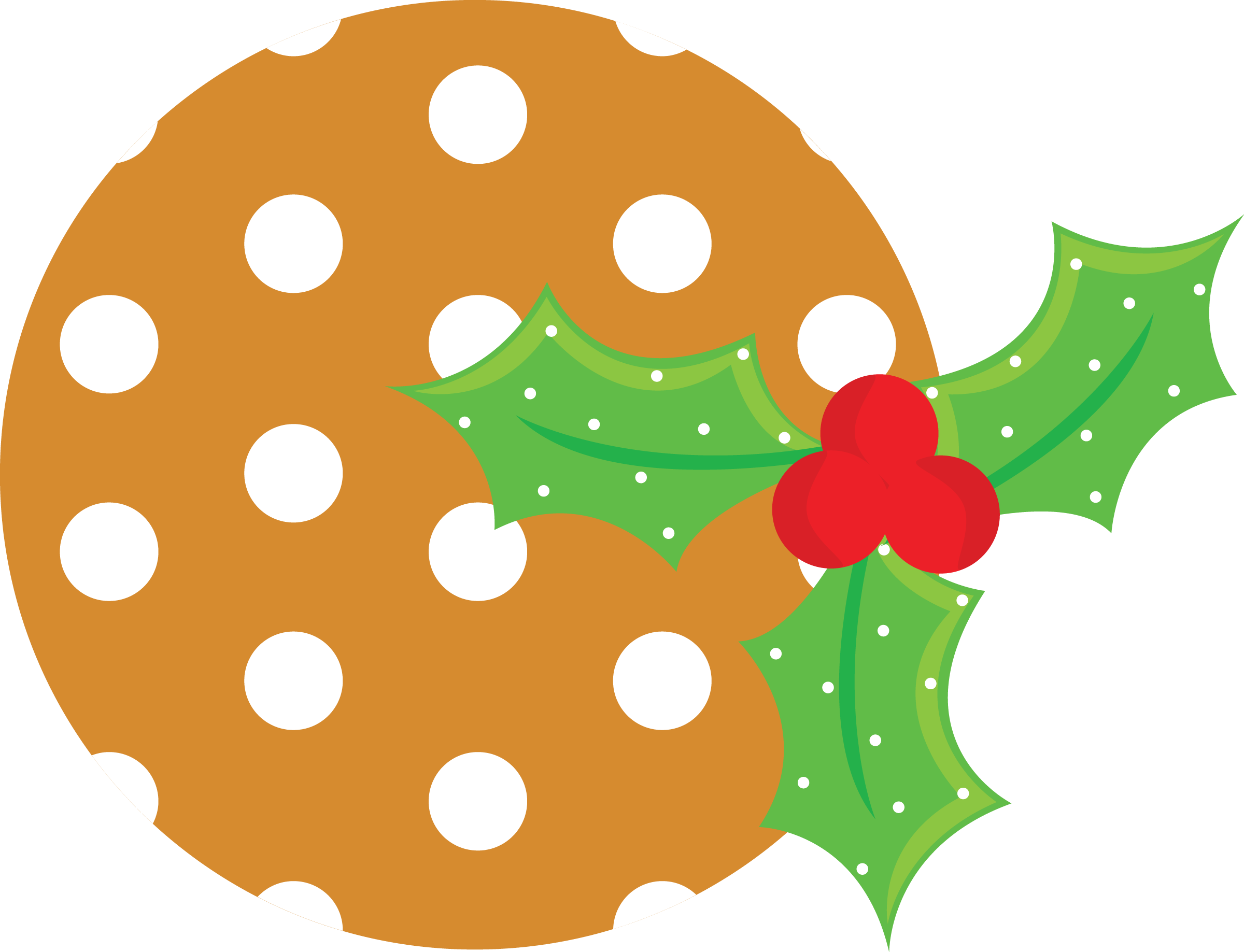 Christmas Cookie And Holly Clip Art - Illustration (2400x1837)