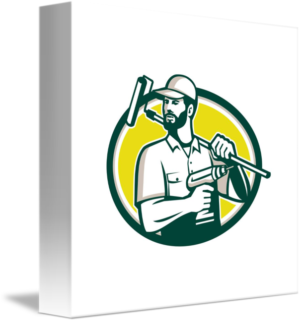 Handyman Cordless Drill Paintroller Oval Retro Rou (606x650)