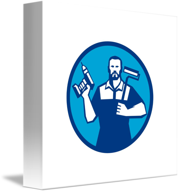 Bearded Handyman Cordless Drill Paintroller Circle - Cordless (606x650)