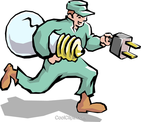 Handyman Royalty Free Vector Clip Art Illustration - Electric Man Cartoon (480x413)