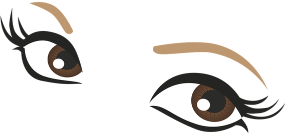 Clip Eyelash Clipart Extension - Brown Eyes Cartoon Png (568x284)