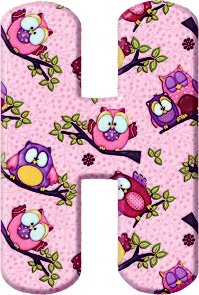 *✿**✿*h *✿**✿*de Alfabeto Decorativo - Moldes De Letras De Buho (689x1017)