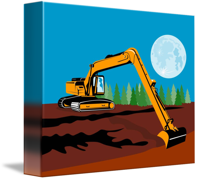 Png Black And White Library Construction Digger By - Mechanical Excavator (650x591)