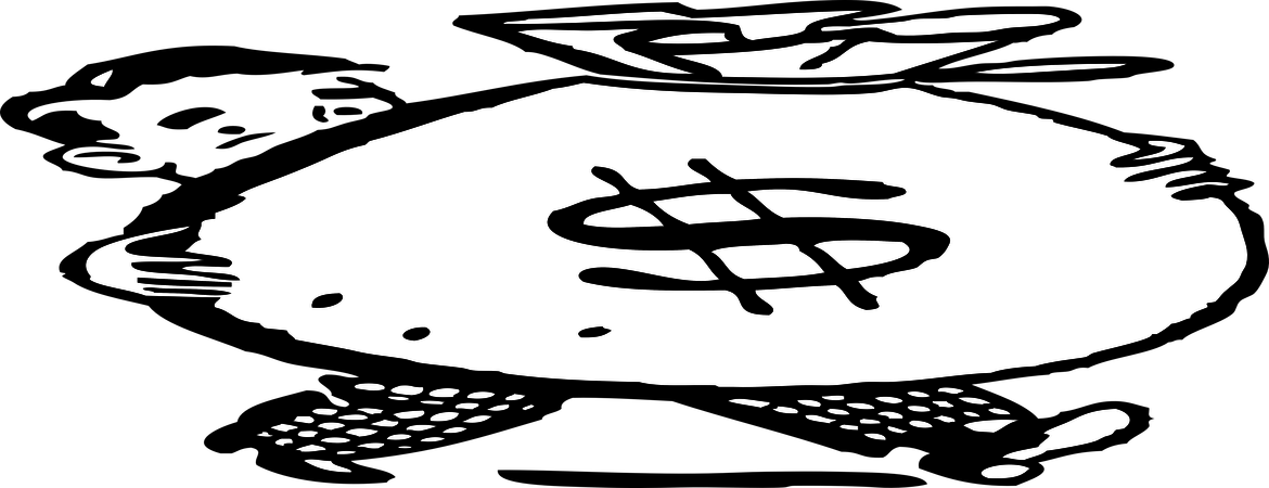 Price Clipart Sign - Money Bag Black And White (1170x450)