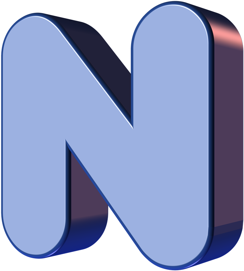 N. Буква n. 3д буквы. N без фона.