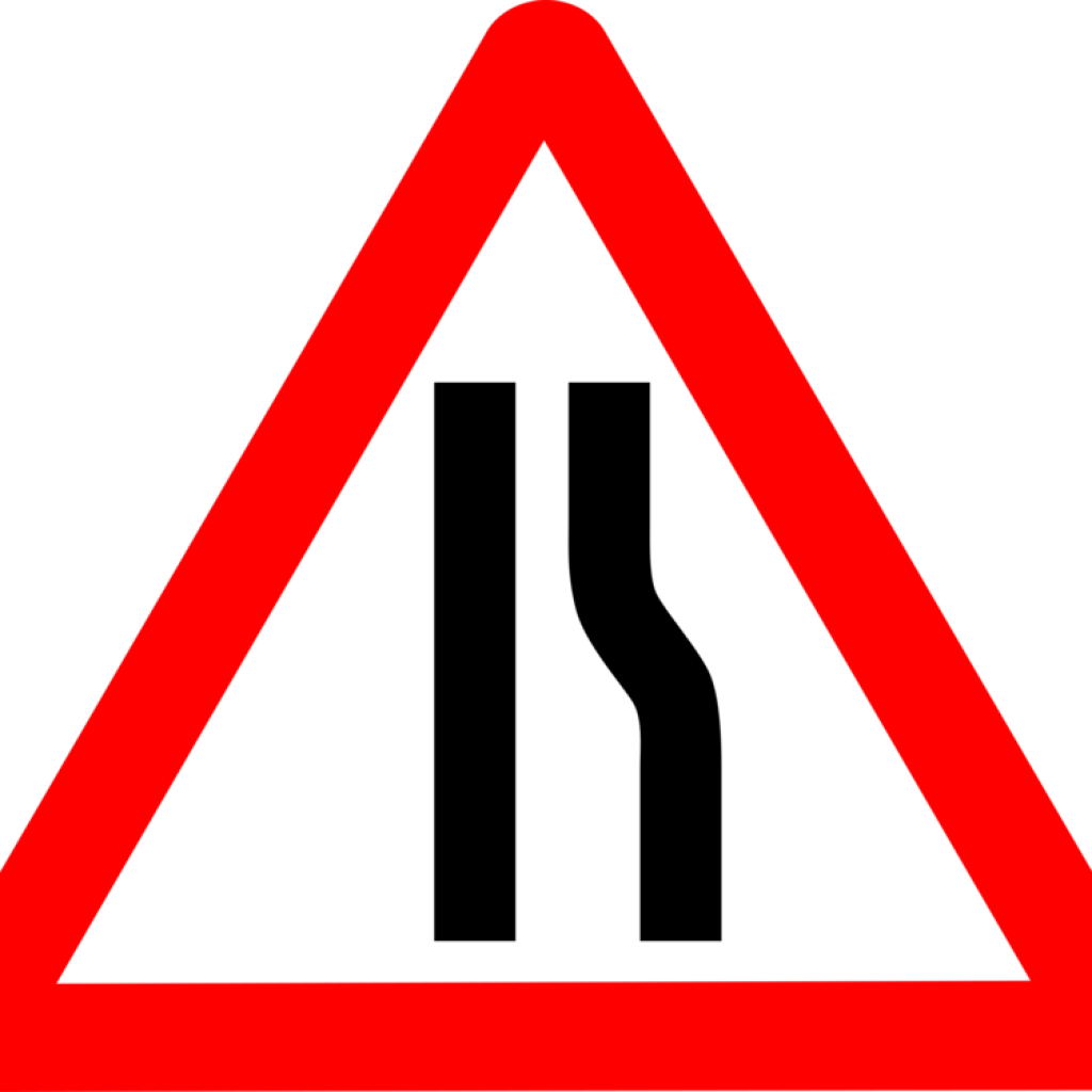 Traffic Sign Clipart Traffic Sign Warning Sign Road - Road Narrows On Right Sign (1024x1024)