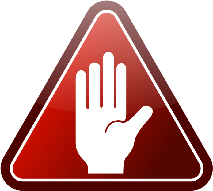 Stop Sign Computer Icons Traffic Sign Gesture - Triangle Street Sign With Hand (750x750)