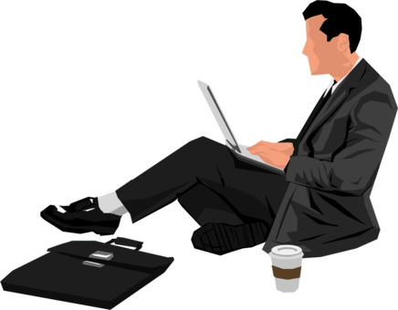Laptop Employment Job Cartoon Computer - Person On Laptop Png (436x340)