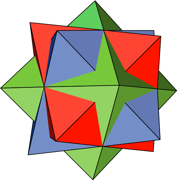 Compound Of Three Octahedra - Compound Of Two Octahedra (603x612)