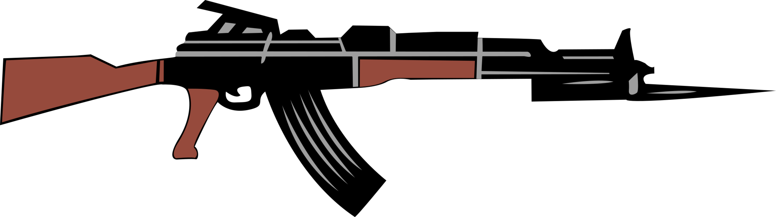 Ak-47 Clip Rifle Automatic Firearm - Ak 47 Vector Png (2679x750)