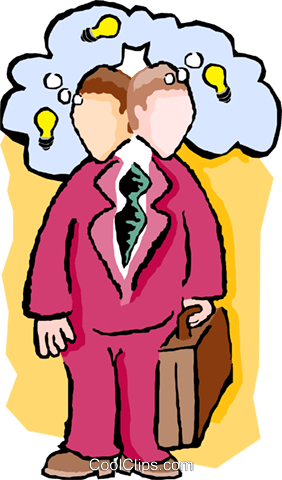 Businessman Thinking Of Ideas Royalty Free Vector Clip - Illustration (282x480)