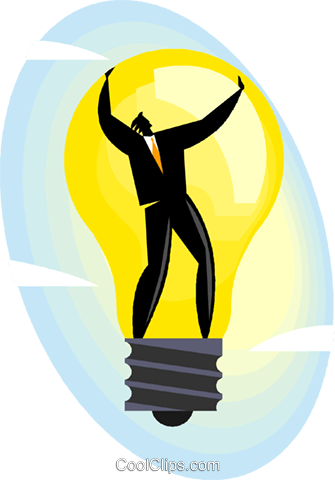 Businessman In A Light Bulb Royalty Free Vector Clip - Hombre Con Foco (335x480)