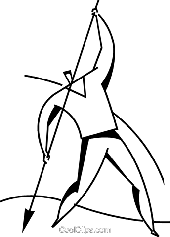 Businessman With A Spear Royalty Free Vector Clip Art - Line Art (344x480)