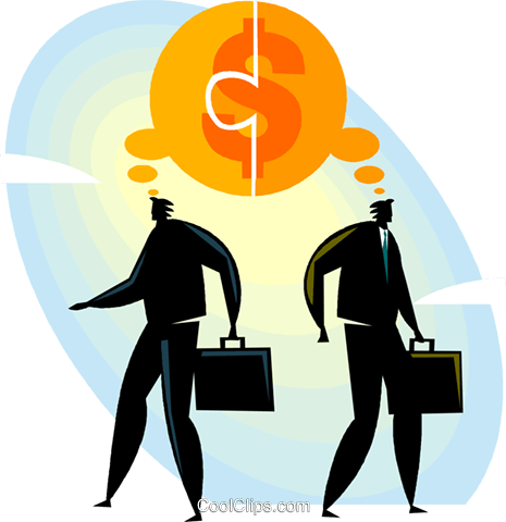 Businessmen Thinking About Money Royalty Free Vector - Illustration (465x480)