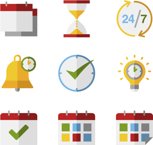 Time And Date - Icon Flat Design Png (600x564)