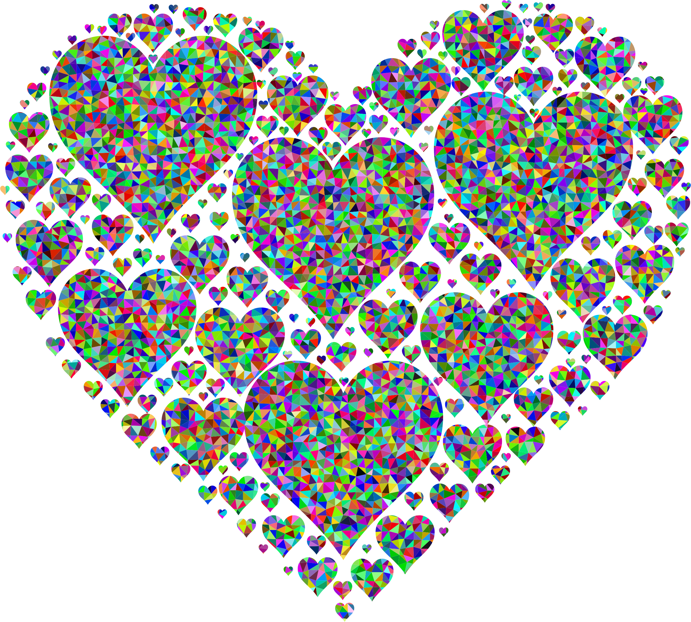 Prismatic Low Poly Hearts In Heart Higher Detail Vector - Prismatic Low Poly Hearts In Heart Higher Detail Vector (2328x2096)