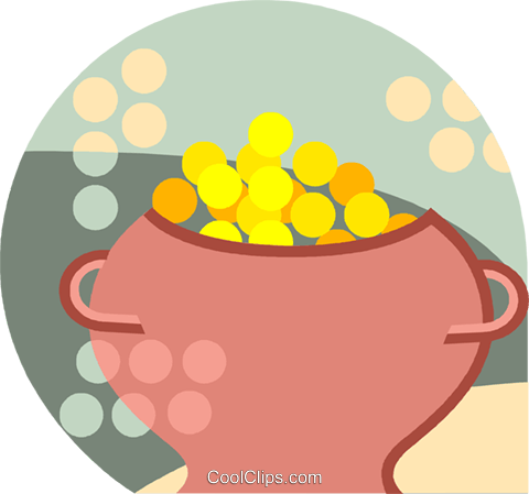 Pot Of Gold Coins Royalty Free Vector Clip Art Illustration - Circle (480x449)