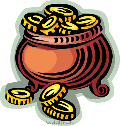 Pot Of Coins Royalty Free Vector Clip Art Illustration - Pot Of Coins Royalty Free Vector Clip Art Illustration (457x480)