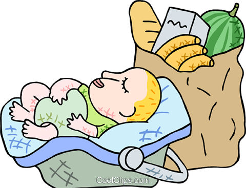 Baby With Groceries Royalty Free Vector Clip Art Illustration - Contoh Gambar Najis Mukhaffafah Najis Ringan (480x367)