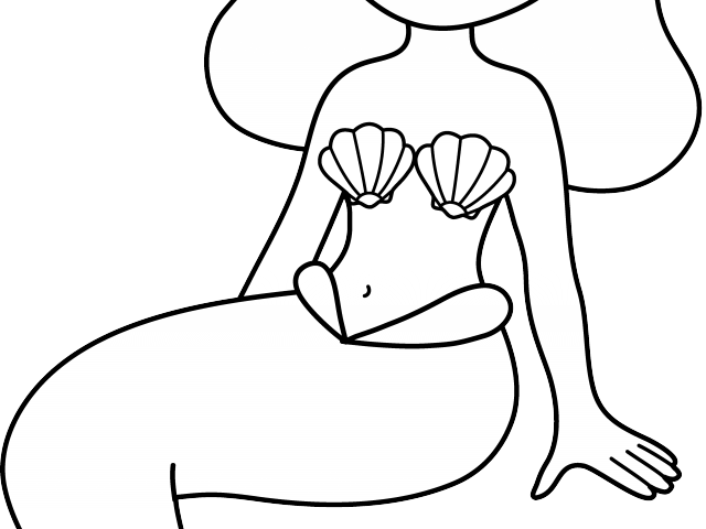 Mermaid Tail Clipart Black And White - Mermaid Drawing Easy Cute (640x480)