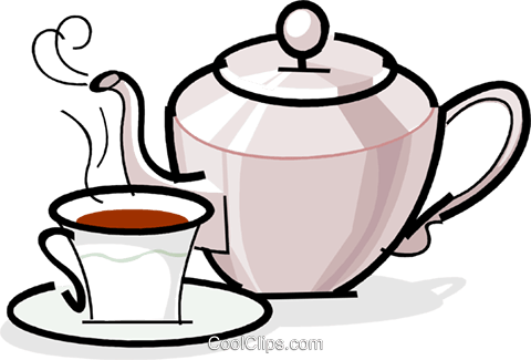 Teapot And Cup Of Tea Royalty Free Vector Clip Art - Bule De Cafe Png (480x325)