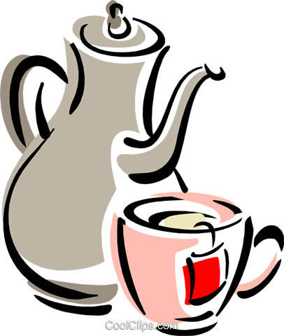 Teapot And Cup Royalty Free Vector Clip Art Illustration - Xícara Png (406x480)