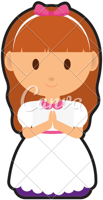 Pray Girl Kid Religion Icon - Niña Rogando Dibujo (746x800)