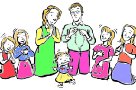 Family Collections - Family Praying The Rosary Clipart (450x300)