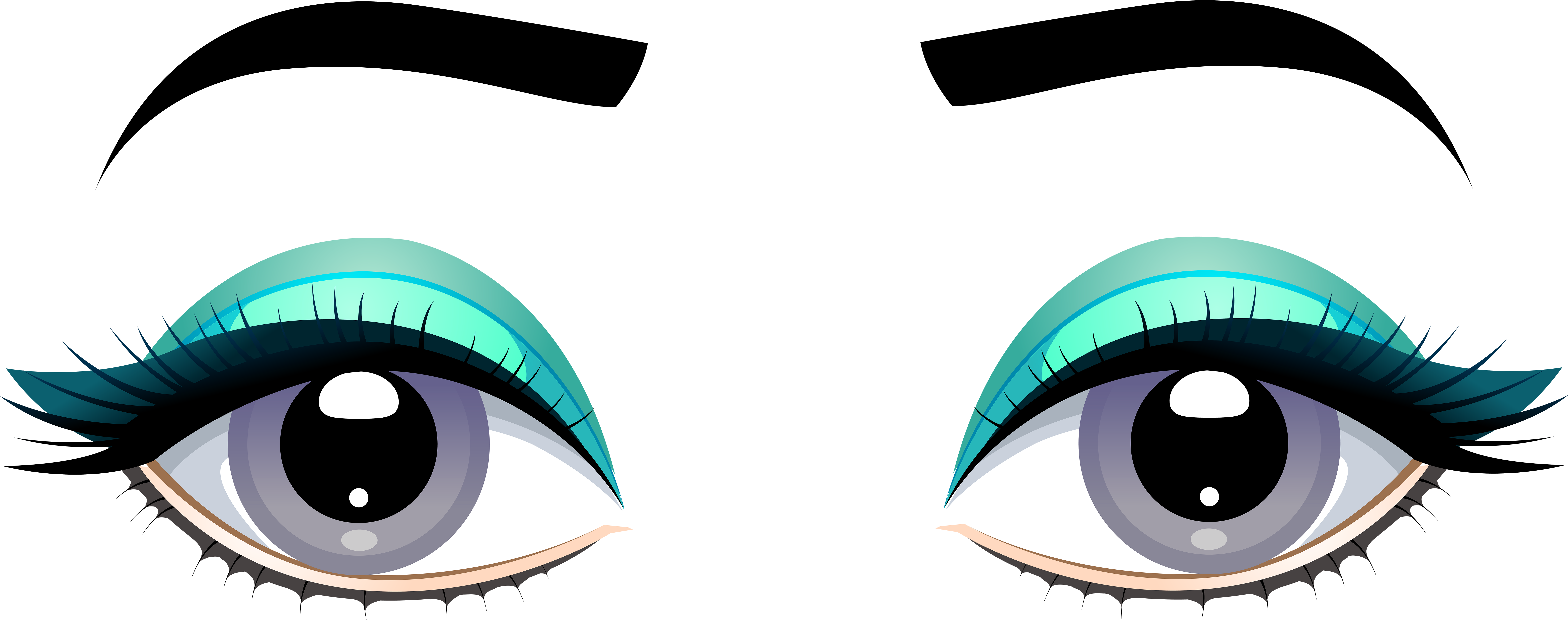 Grey Female Eyes With Eyebrows Png Clip - Blue Eyes Transparent Png (8000x3233)