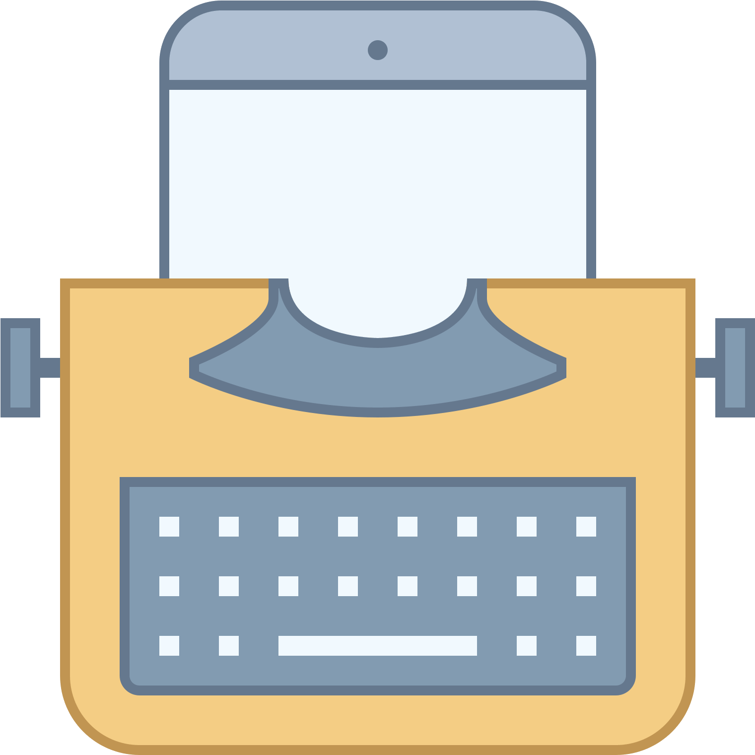 Typewriter With Tablet Icono - Typewriter Yellow Png (1600x1600)
