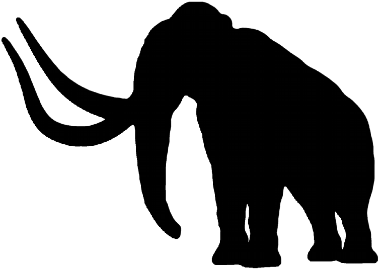 Simple Full Black Mammoth With Huge Horns Tattoo Design - Mammoth Silhouette Png (800x542)