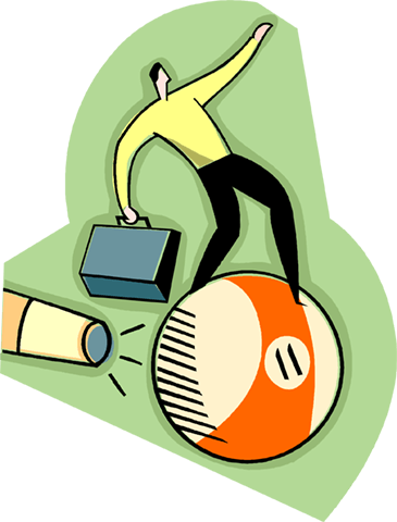 Business Metaphor, Man On Billiard Ball Royalty Free - Illustration (365x480)