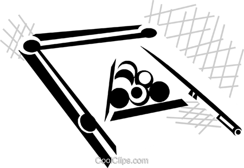 Pool Balls And Cue Royalty Free Vector Clip Art Illustration - Illustration (480x331)