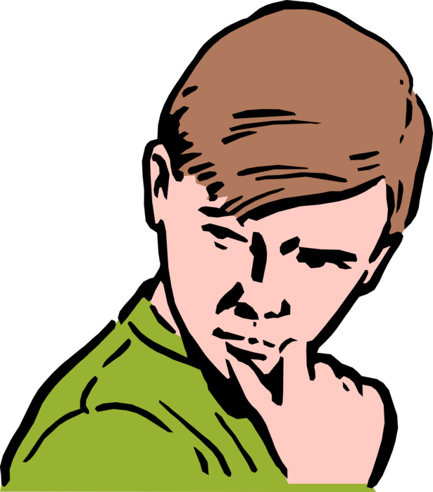Jpg Download Chin Clipart Hand On - Boy Thinking Clip Art (615x700)