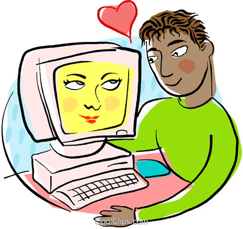 Man Loving His Computer Royalty Free Vector Clip Art - Having Sex With A Computer (480x453)
