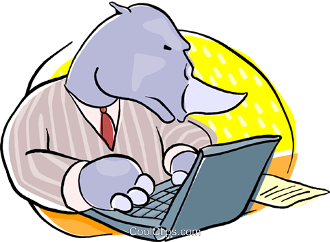 Rhinoceros Working At His Computer Royalty Free Vector - Monastery (480x353)