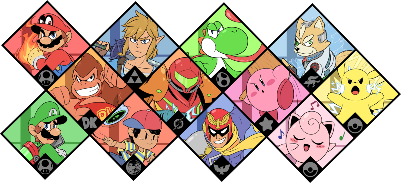 Vinzound 2,571 170 Super Smash Bros - Original Smash Bros Fighters (1323x603)