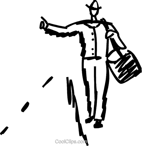 Walking And Hitchhiking Royalty Free Vector Clip Art - Illustration (465x480)