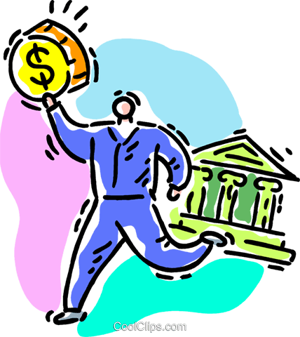 Money Man Making A Withdrawal Royalty Free Vector Clip - Bank Loan Clip Art (428x480)