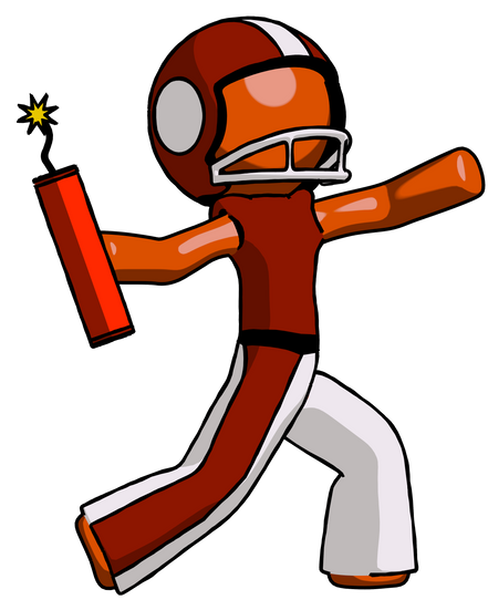 Orange Football Player Man Throwing Dynamite - Illustration (451x550)