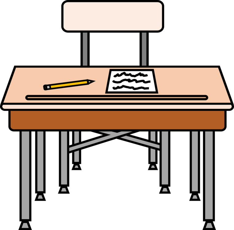 Table Desk Pencil School Drawing - Desk Clipart (762x750)